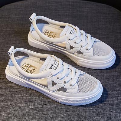Damen-Sandalen, echte weiche Mesh-Sneaker, Sport-Sandalen, Sommer-Freizeitschuhe mit flachem Boden, weiße Schuhe