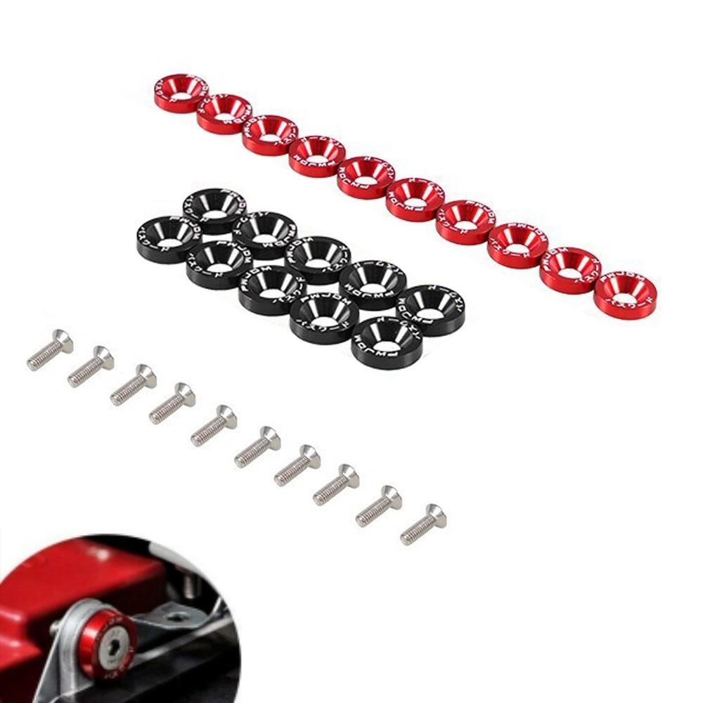Universal M6 10Pcs Car Modified Hex Fasteners Fender Washer JDM Bumper Engine Aluminum Concave Screws For Honda LBJ-1001