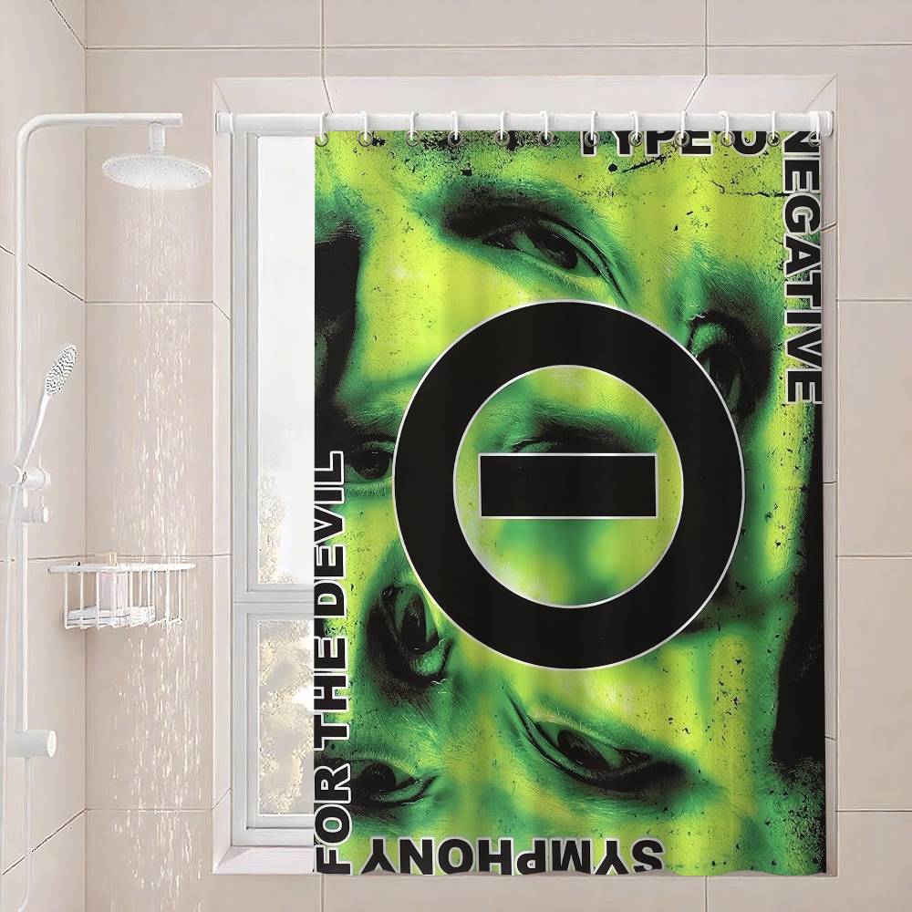 Rock Band T-Type O N-Negative Polyester Shower Curtain Waterproof Rust Resistant Grommet Easy Care Wipe Clean Durable