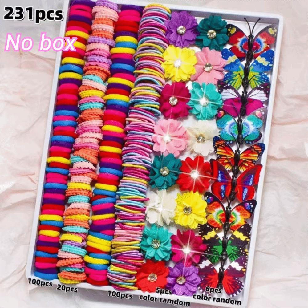 High Elastic Hair Accessories Set Colorful Hair Clips Frangipani Girls Hair Bands Girls Children