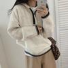 Flower Velvet, Lazy Wind Half Zipper Hooded Pullover Knitted Sweater Women's Autumn and Winter Loose Loose Sweater