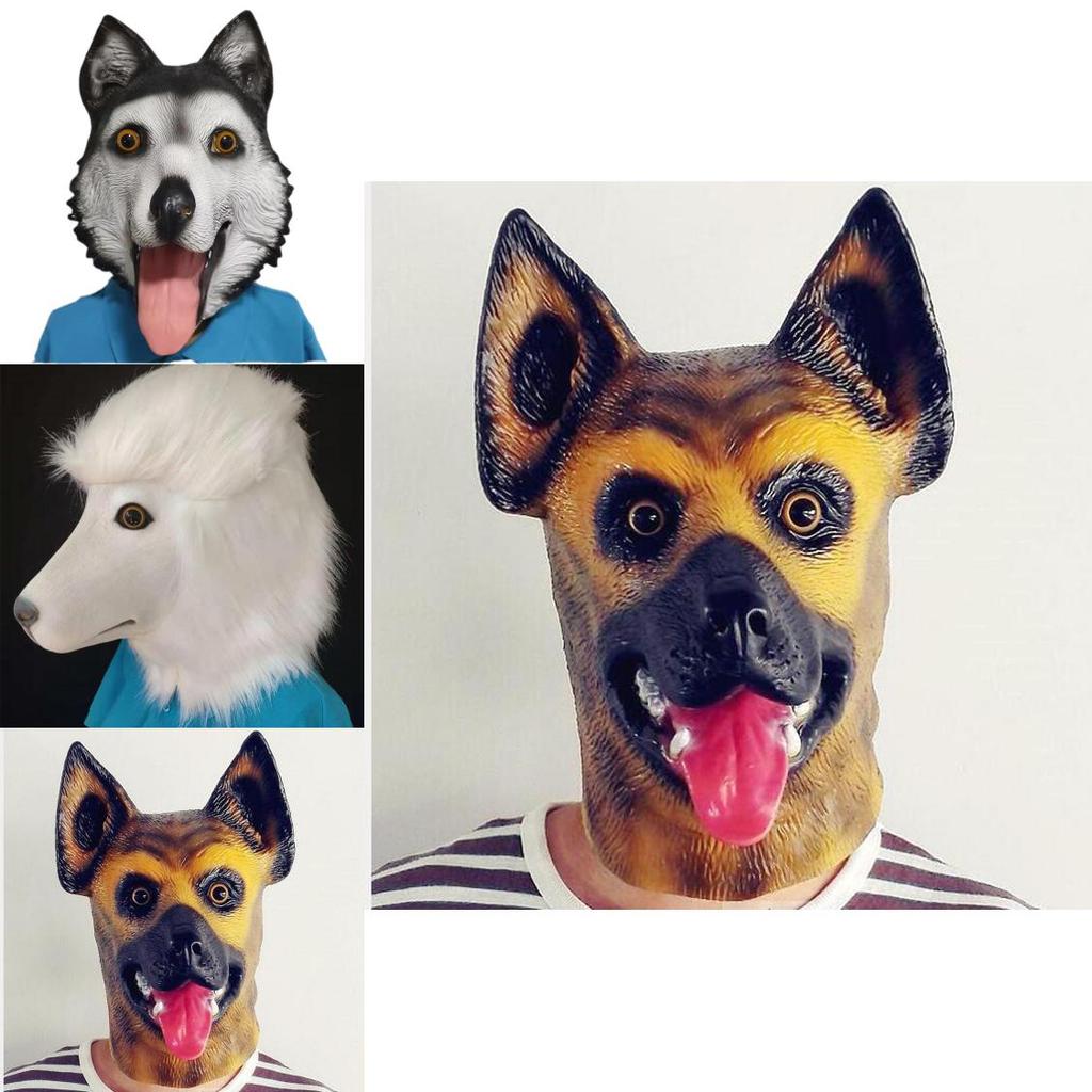 Poodle Wolf Dog Husky Mask Latex Pet Dog Costume For Christmas And Halloween