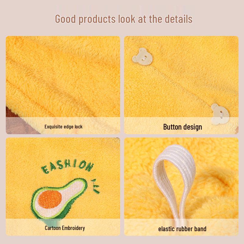 Women's Coral Fleece Quick-Dry Embroidered Hair Wrap Towel