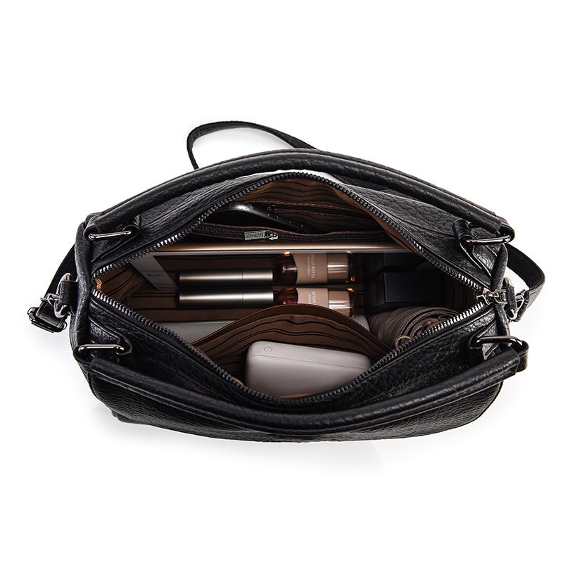 Vintage Soft Leather Handbag For Women Small Capacity Multi-Pocket Tote Bag 3-Way Convertible Shoulder Crossbody Bag, Casual Daily Commuter Hobo Bag
