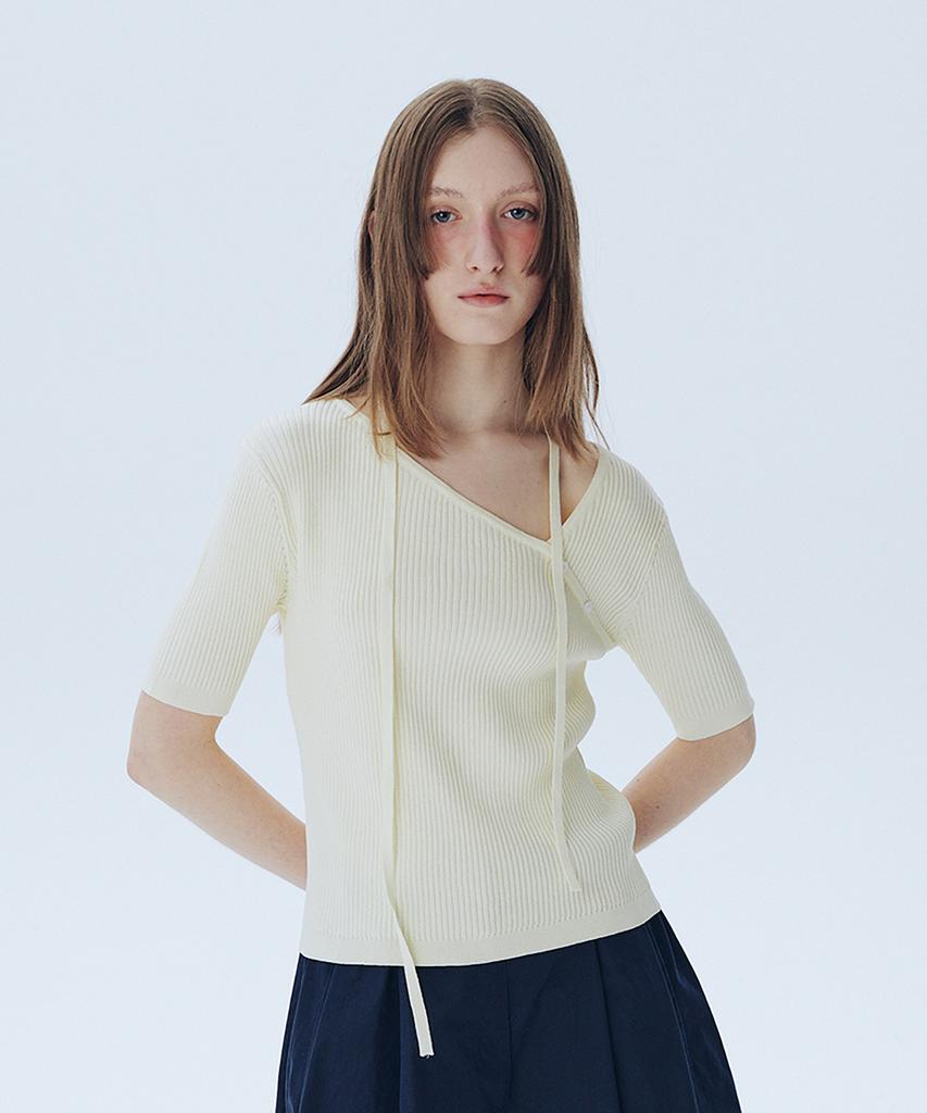 AHWE Asymmetric V-Neck Sweater_Light Yellow