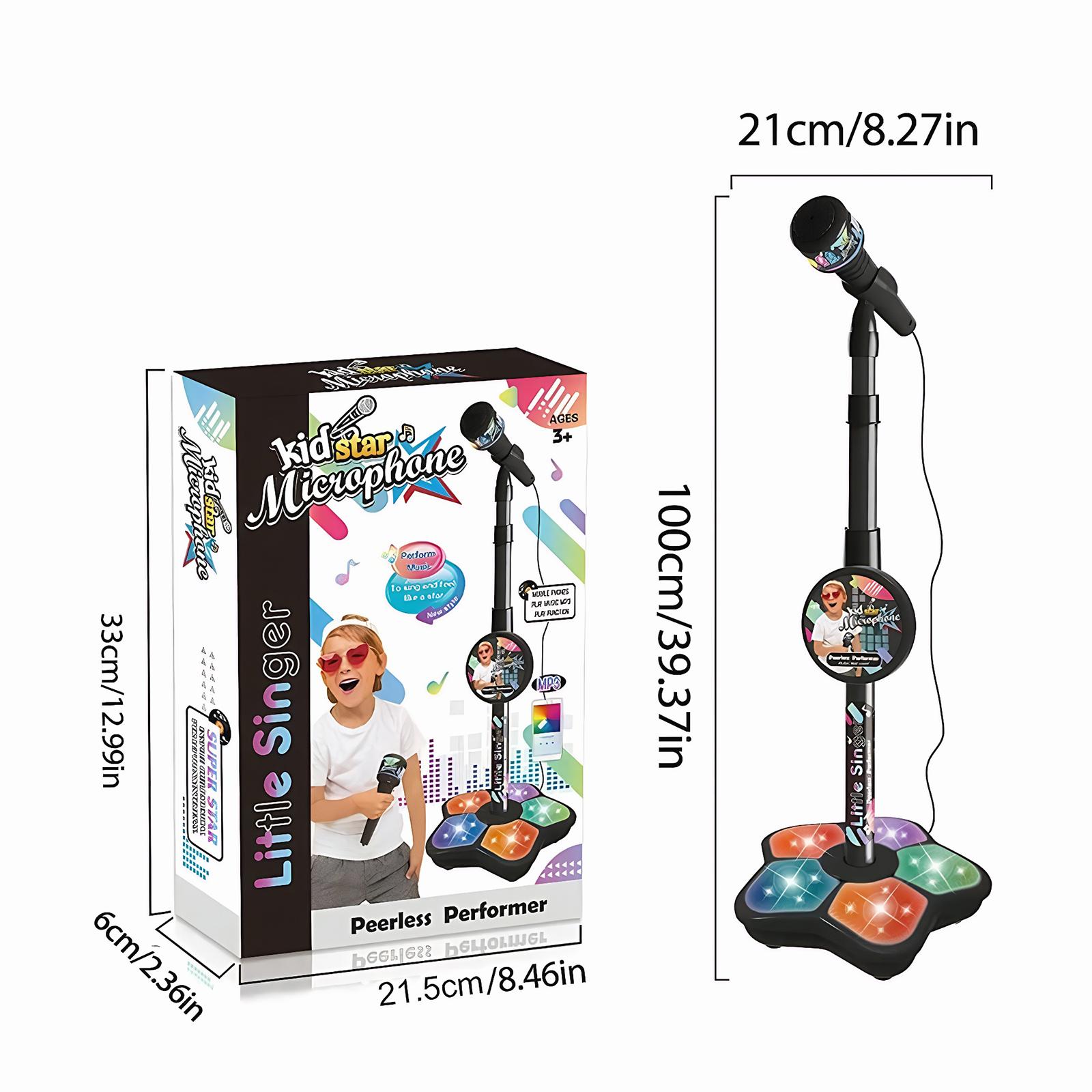 

Kids Microphone with Stand Karaoke Song Machine Music Instrument Toys Brain-Training Educational Toys Birthday Gift for Girl Boy чорний