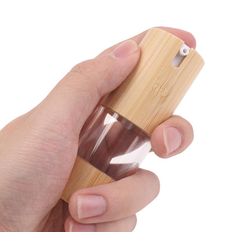 Leere 15 ml 30 ml 50 ml Bambus Airless Vakuum-Pumpflasche für Make-up-Creme Serum Lotion Hautpflege Viole Kosmetikbehälter