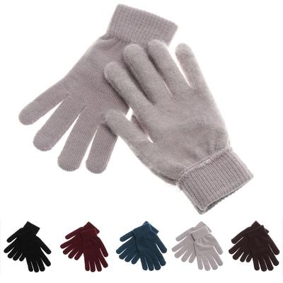 Plush Lining Full Fingered Gloves Thicken Women Men Mittens Unisex Ribbed Knitted Gloves  Gifts