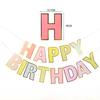 Macaron Color“Happy Birthday”Letter Flag Banner Ornament Party Celebrating Background Arrangement Wall Decoration