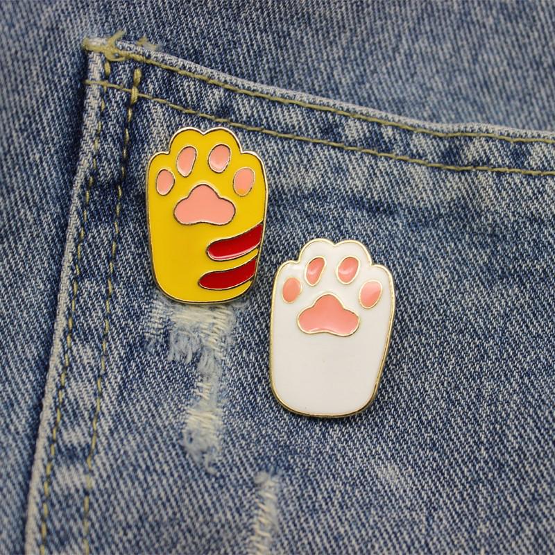 Cute Cartoon Dog & Cat Paw Enamel Brooch Pin - Popular Design