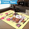 Custom Name Brown Bear Celebration Rug for Living Room, Game Rooms, Office, Bedroom, Floor Mat Playful Design, fan gifts Christmas decor