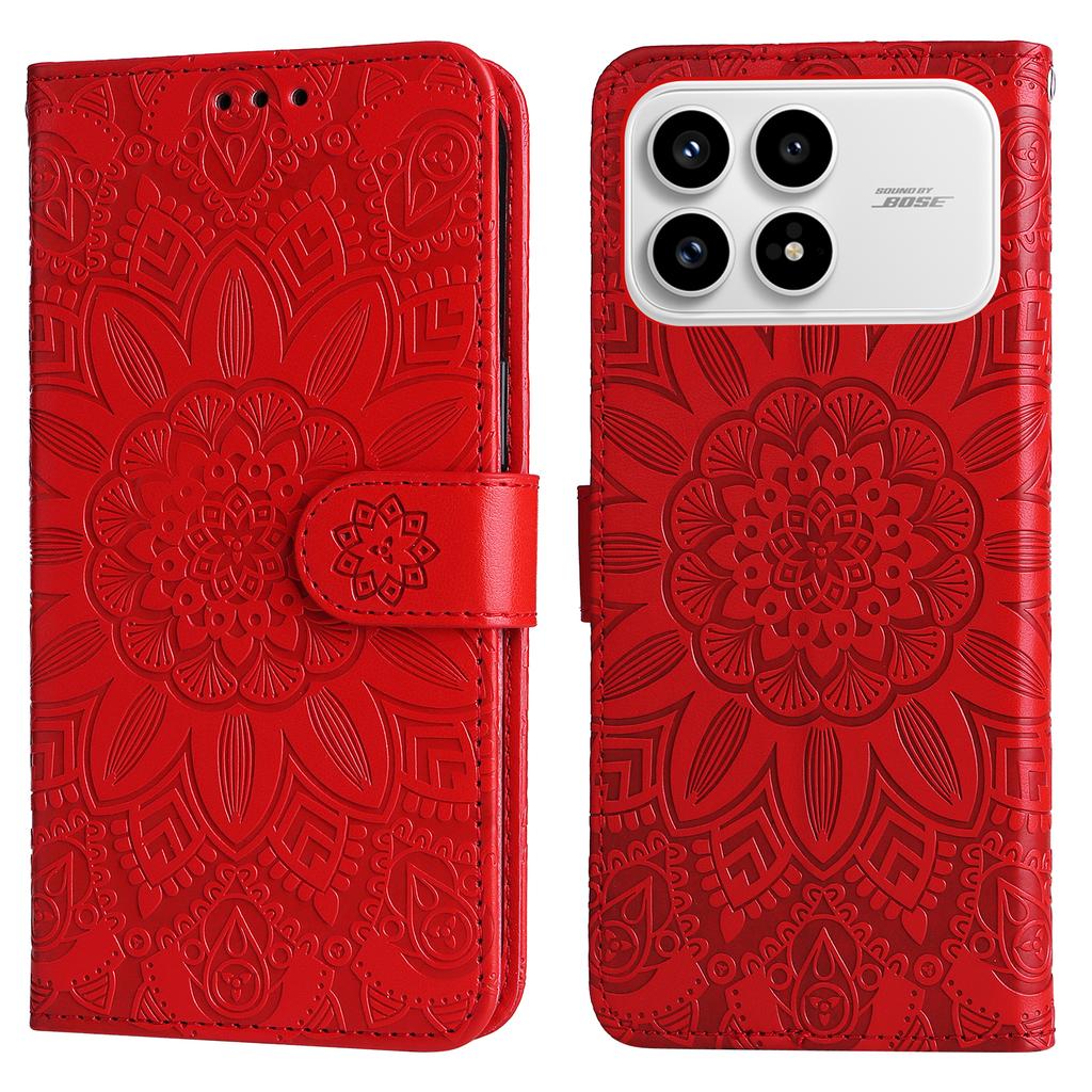 For Xiaomi Redmi K90 5G/Poco F8 Pro Case Sunflower Imprint Leather Wallet Phone Cover