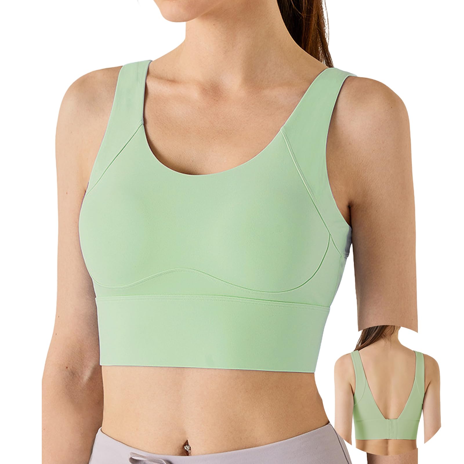 

Спортивный Нет Йога Джер Тренировка Пот Быстро Интегрированная Чашка с Высоким Красивым Эластичным Носимым для Пилатеса [Vehmia] Бюстгальтер, Тряска, Носить, Женский, Носить, зелёный