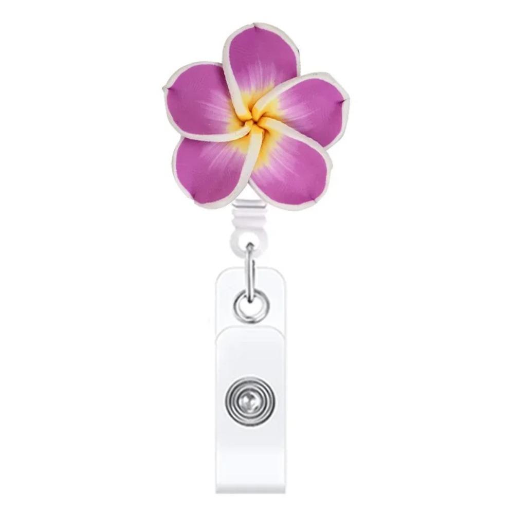 New Polymer Clay Badge Reel Card Holder Flower Shape Retractable ID Card Badge Clip Name Tag Badge Reels Nurse Supplies