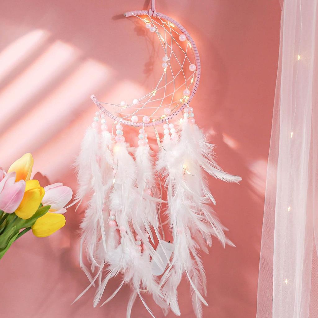 Dreamy Pink Dreamcatcher Pendant - Feather Car Charm & Travel Accessory, Unique Friendship Gift