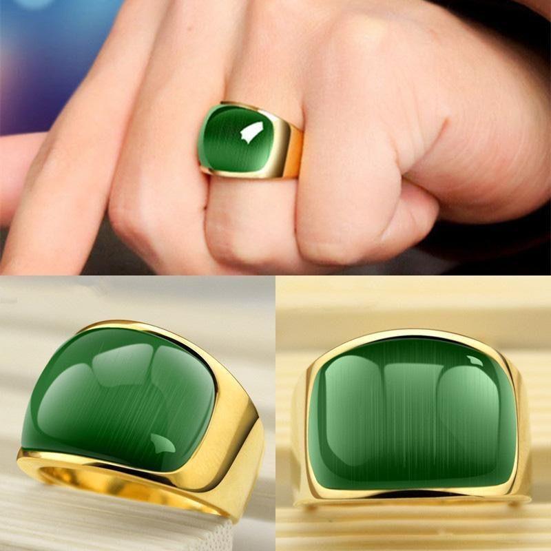 European and American simple and fashionable synthetic opal men's and women's rings