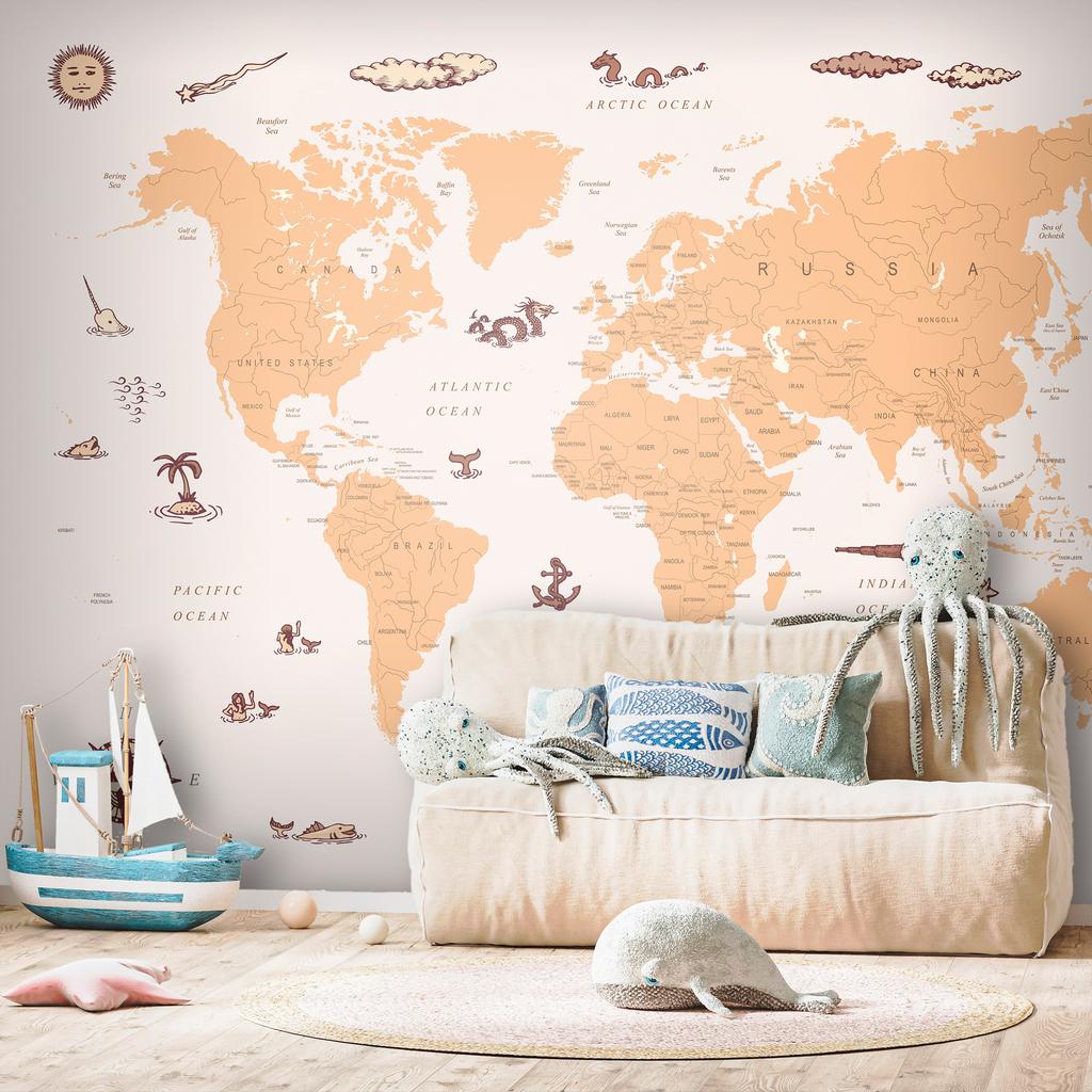 Wallpaper - Map of the Sea Wolves - Countries with Pirate Illustrations