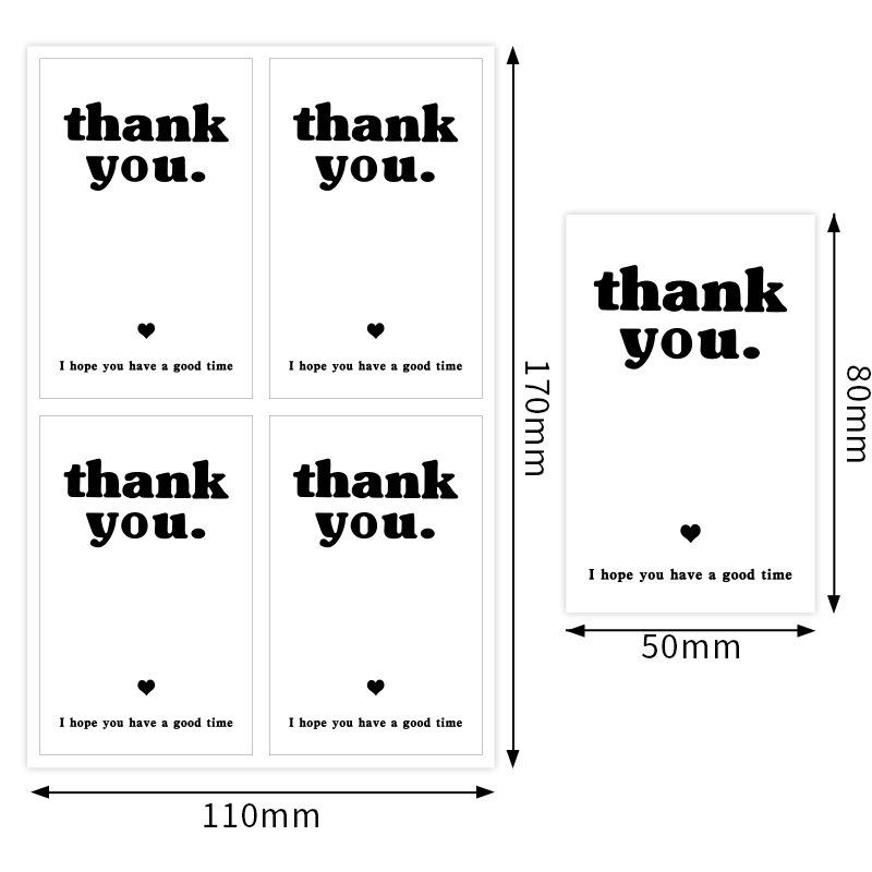 100 Pink Thank You Stickers - Rectangular Sealing Labels for Gift Packaging and Decorative Use