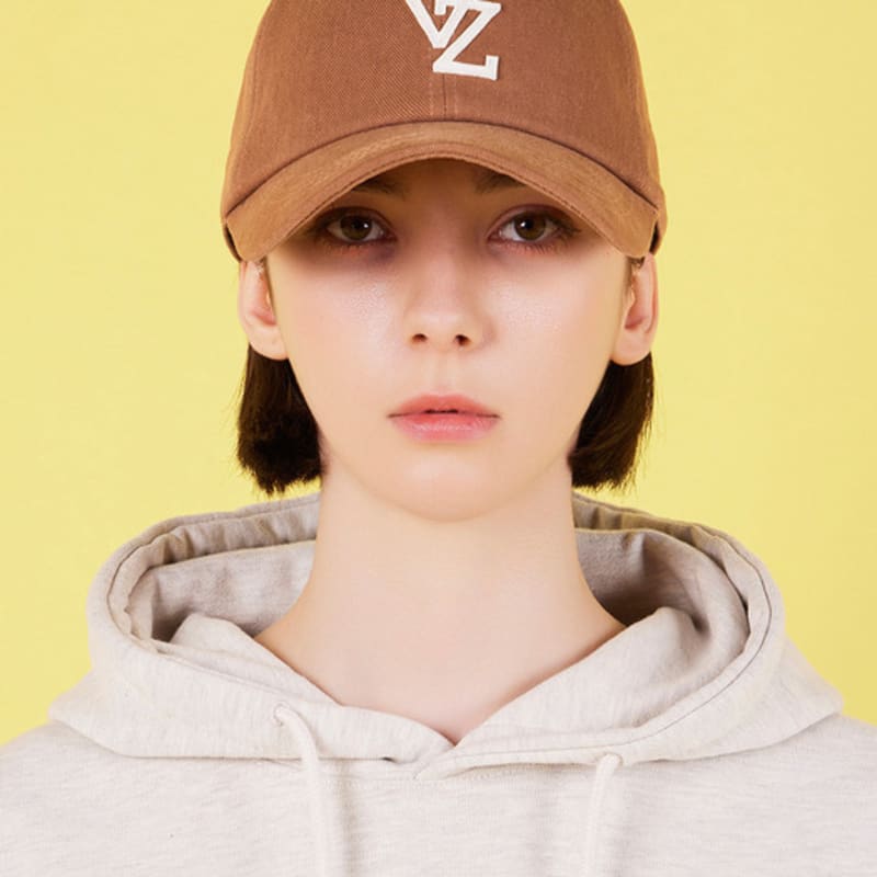 

VARZAR Monogram Applique Overfit Washed Ball Cap Brick FREE
