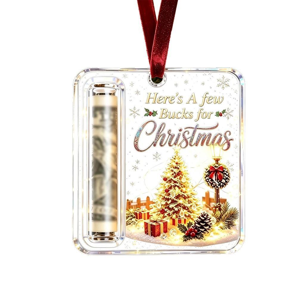 Hanging Christmas Cash Gift Ornament Acrylic Treat Holder Ornament  for Surprise Present