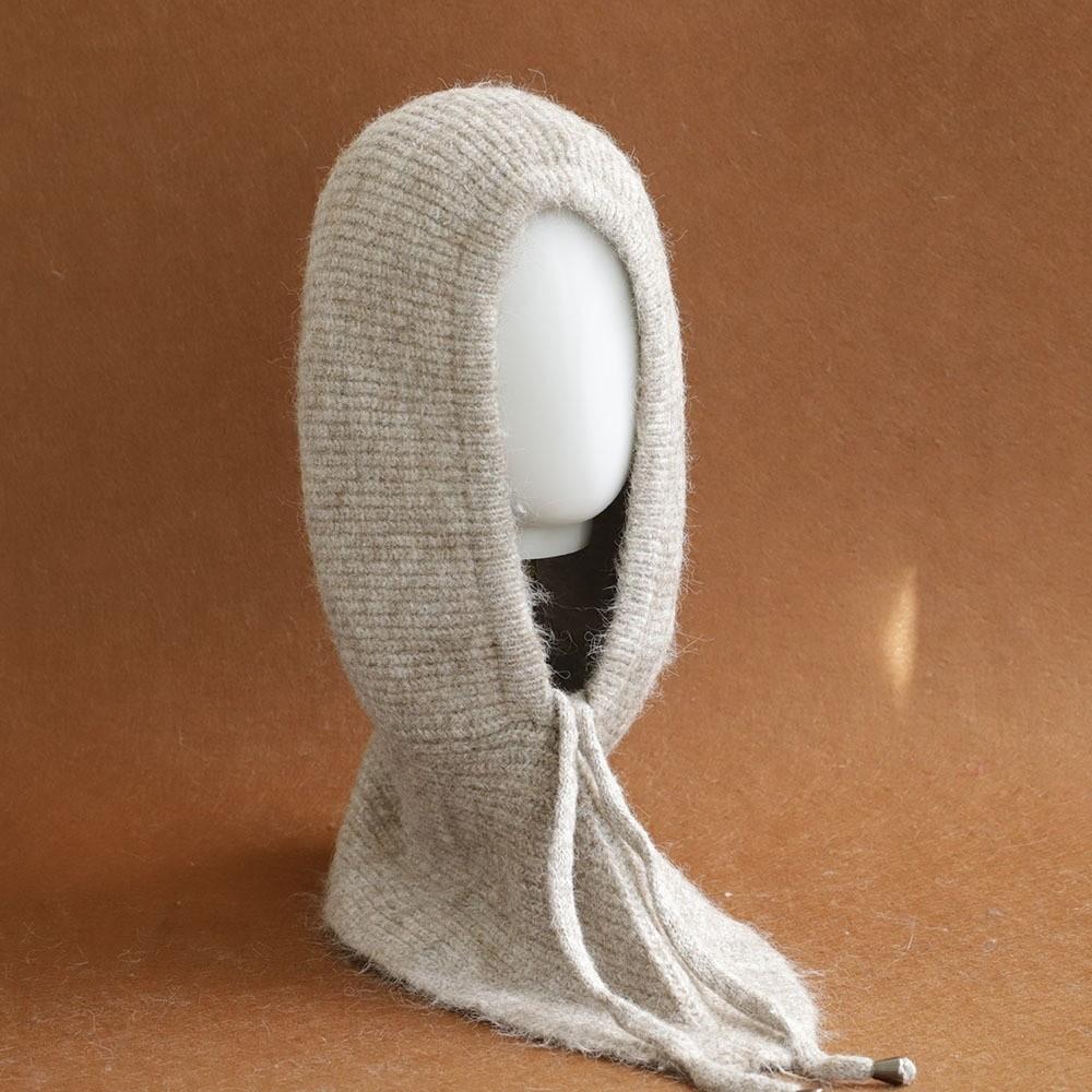Thick Yarn Winter Balaclava Hat Ear Protection Integrated Scarf Cap Cute Knit Hood  Skiing Trip
