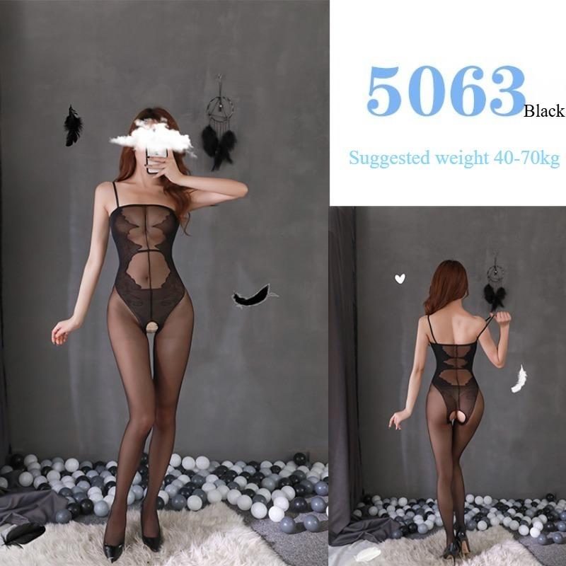 Sexy Lingerie Sexy Mesh Clothing Stockings Mesh Socks Open Cut No Take Off Women's Hollow Out Uniform Set  Jumpsuit Socks