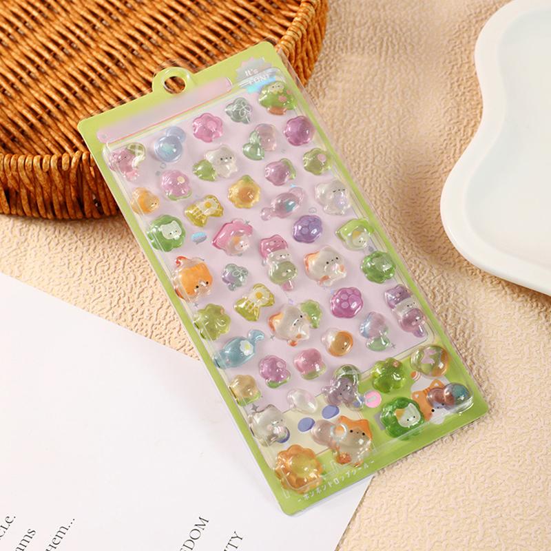 1Sheet Colorful 3D Relief Sticker Cute Animal Emboss Sticker Creative Stationery Journal Phone Case Computer DIY Decorations ZYF