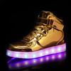 LED USB-Charged High-Top Luminous Shoes for Adults & Kids - Korean Style with Colorful Light-Up Soles