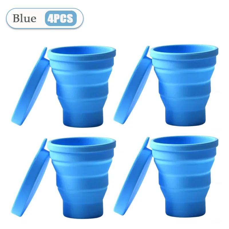 1-10PCS 180ML Silicone Collapsible Water Cup Outdoor Camping Travel Portable Foldable Lid Coffee Cup Sports Hiking Accessories