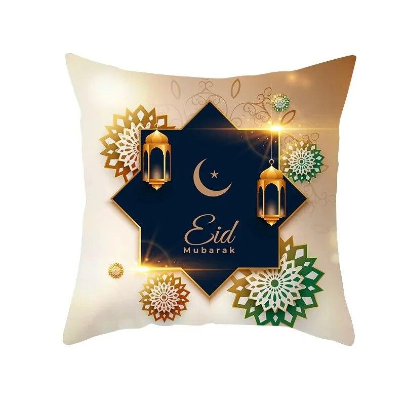 Golden Moon Eid Mubarak Ramadan Bedruckter Kissenbezug für Zuhause, Wohnzimmer, Sofa, dekorativer Kissenbezug