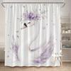 Digital Watercolor Swan & Lavender Shower Curtain – Soft Feathers,  Romantic Design Polyester with Hooks