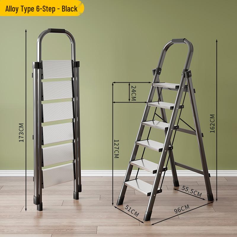 Multifunctional Carbon Steel Folding A-Frame Ladder for Indoor Use