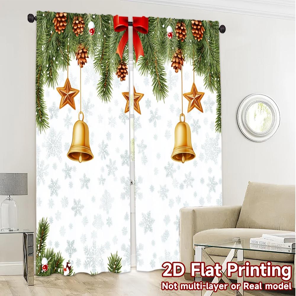 2 Stück, Vorhänge Weihnachtsglocken Sterne Schneeflocken Bordüre (2) Beliebte Muster Vorhänge Halbtransparente Vorhänge Festlich für die Küche