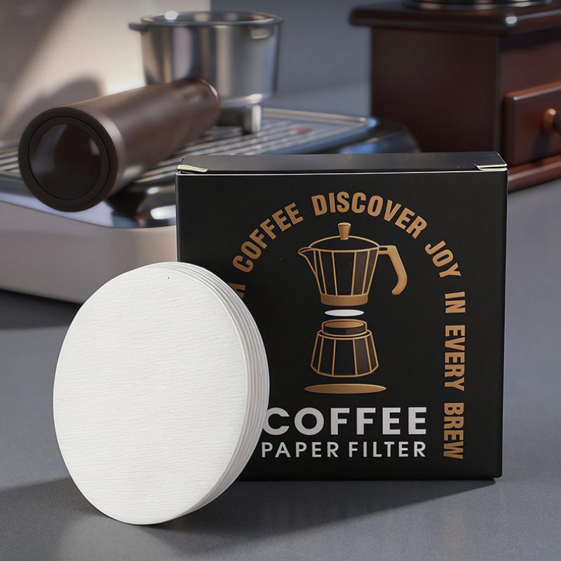 Coffee Filter Paper 100Pcs Eco-Friendly Disposable Round Filters Fit for Italian Portafilter Coffee Makers Party Use