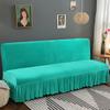 Stretch Samt Futon Sofabettbezug Armlos Dick Plüsch Sofabezug mit Rock Sofa Überwurf Couchbezug Möbelschutz 1 Stück