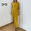 Damenkleid, Sommer, lässig, kurzärmelig, Midikleid, lockerer V-Ausschnitt, Button-Down-Hemdkleid für den Alltag, Dating, Arbeit