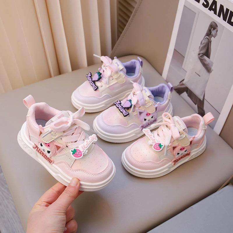 Girls cartoon sneakers 2025 spring new children's shoes little white shoes pendant board shoes girls low-top casual shoes