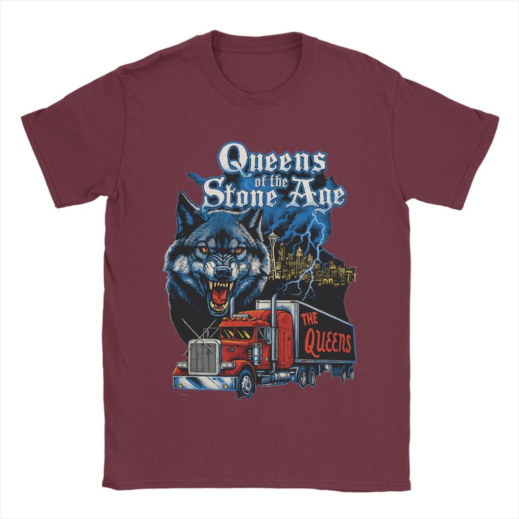 Queens of the Stone Age Musikband T-Shirt Herren Amerikanische Rockmusik Vintage Baumwoll-T-Shirts Sommer-T-Shirts Aufdruck Übergroße Oberteile