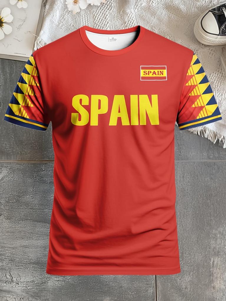 2026 Zomer Spanje Voetbalshirts voor Mannen Klassieke God Spanje Korte Mouw T-shirts Casual Ronde Hals Sportstijl T-shirt Mannen Kleding