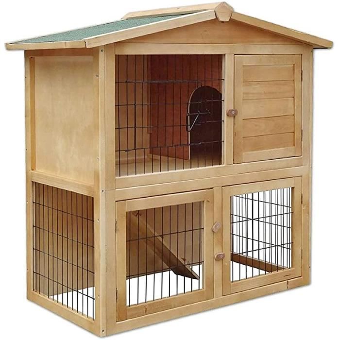 Clapier en bois Dibea - RH10011 - 98 x 54 x 100 cm - Spacieux pour petits animaux