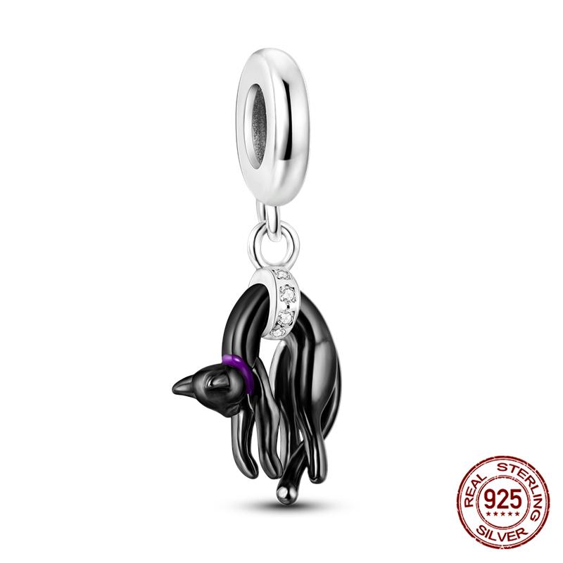 Fit Charms Fororiginal Bracelets And 3Mm Bracelets Cat Pendant Under The Mooncopper Jewelry Making For Women Gift