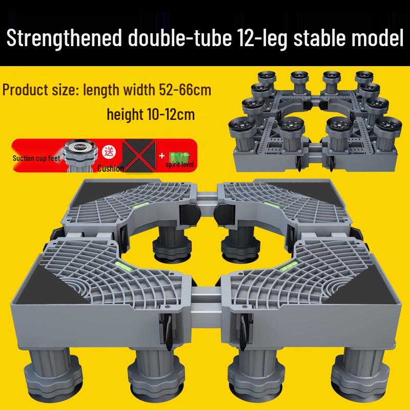 Grauer Verstellbarer Mobiler Waschmaschinenständer mit Rädern und Bremsen