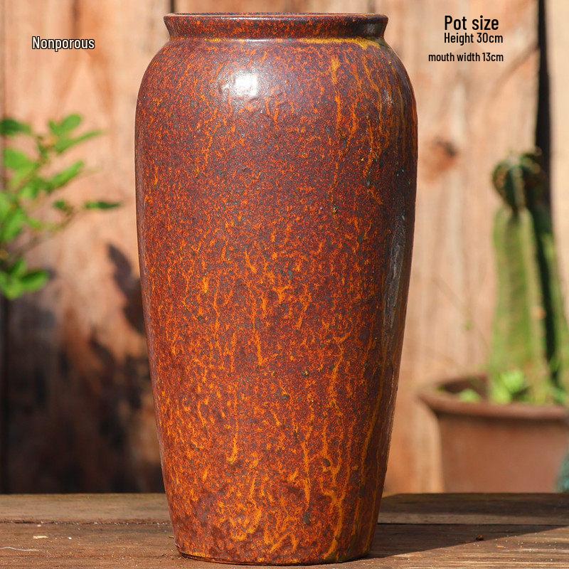 Tall Handmade Retro Chinese Hydroponic Ceramic Vase for Indoor Flower Arranging