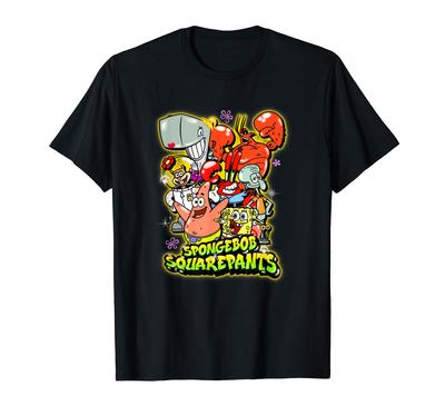 Spongebob Schwammkopf Gruppenaufnahme Street Art Graffiti T-Shirt