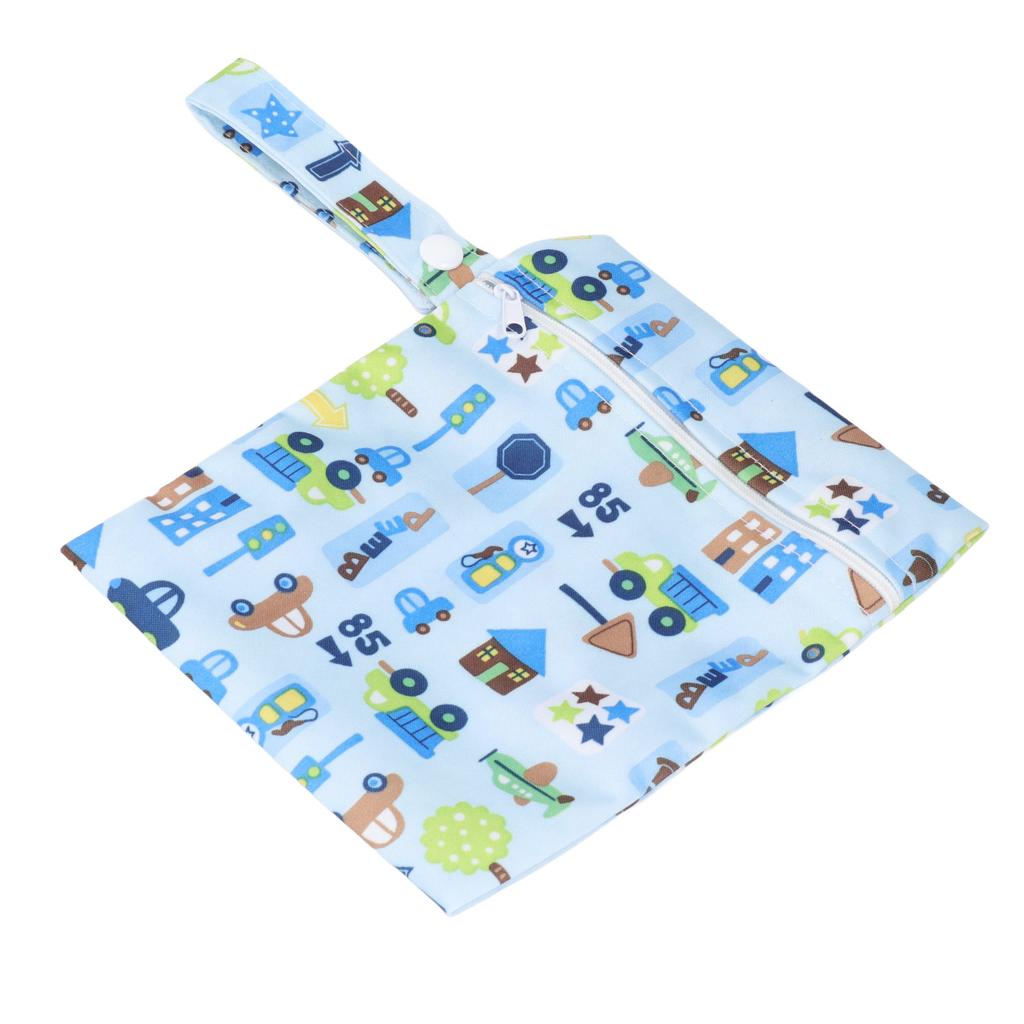 3Pcs Baby Cloth Diaper Wet Dry Bag Water Resistant Dual Pocket Breathable Cartoon Look Travel