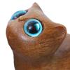 Mini Cat Figurine Hand-carved Wooden Cat Statue Collectible Polished Miniature