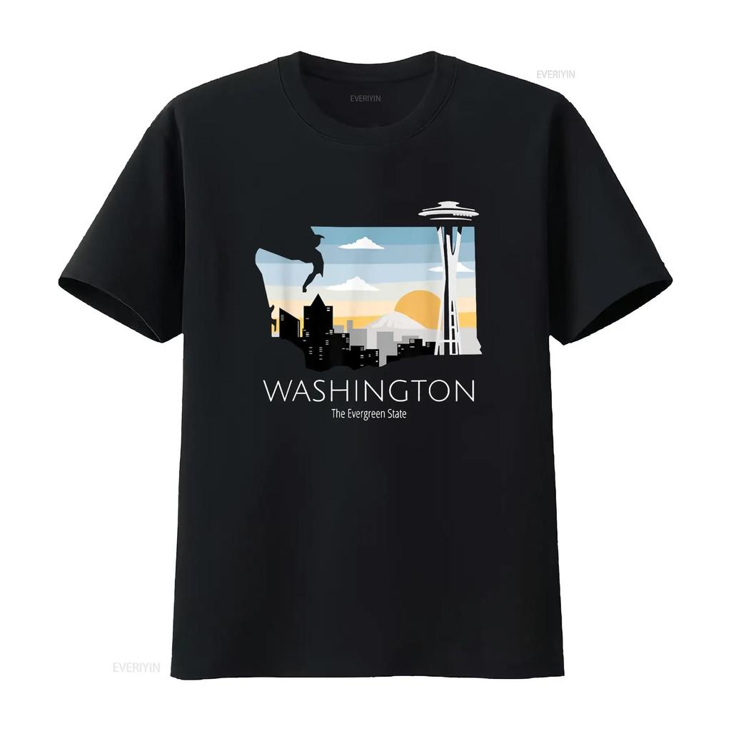 Washington Proud State Motto The Evergreen T Shirt vintage Washed Stylish Soft streetwear Slightly Versatile graphic fashion
