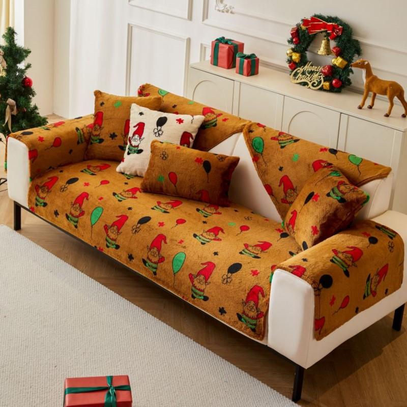 Winter Slipcover Father Christmas Funda Sofa Mats  Living Home Non-slip Sofa Cushion Couch Sofa Covers