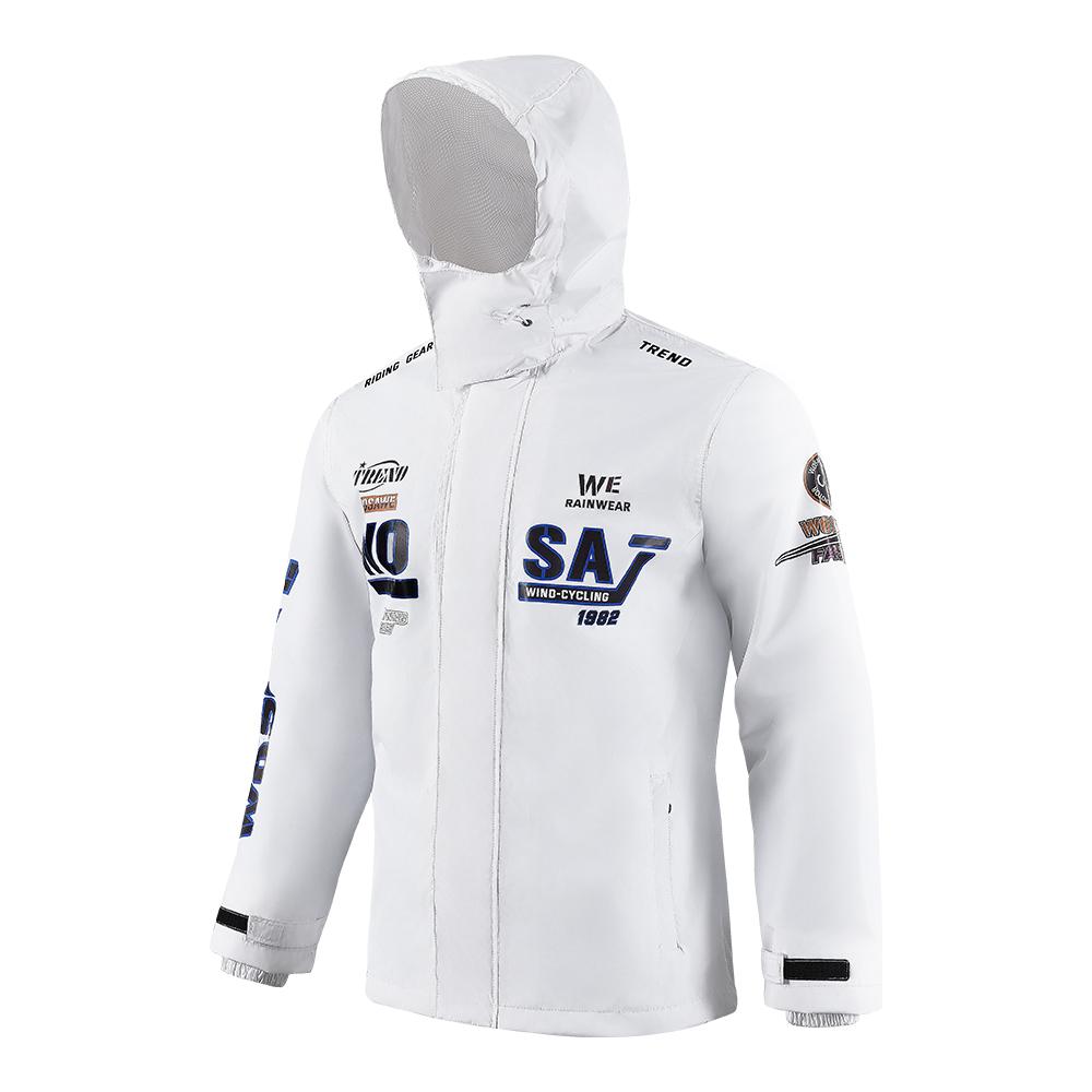 

WOSAWE Чоловіча мотоциклетна швидковисихаюча куртка Водонепроникна вітрозахисна світловідбиваюча велосипедна куртка Спортивний дощовик на відкритому повітрі 3XL білий