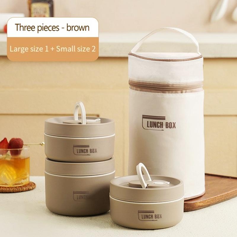 

Insulated Lunch Box, Portable 3 Separate Stackable Microwave Bento Box Bucket, Food Grade Insulated Container for Adult Kid коричневый
